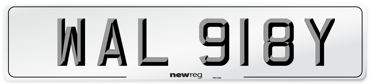 WAL 918Y Number Plate from New Reg